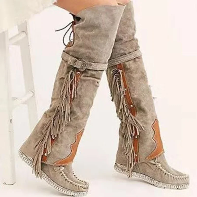 The Ethnic Fashion - Mode bohême genou longueur femmes bottes