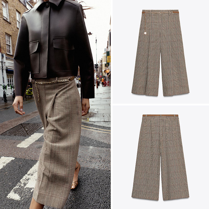 Ethnic Clothing & Online Fashion Store Khaadi Pk - Taille haute ample Plaid longue décontracté