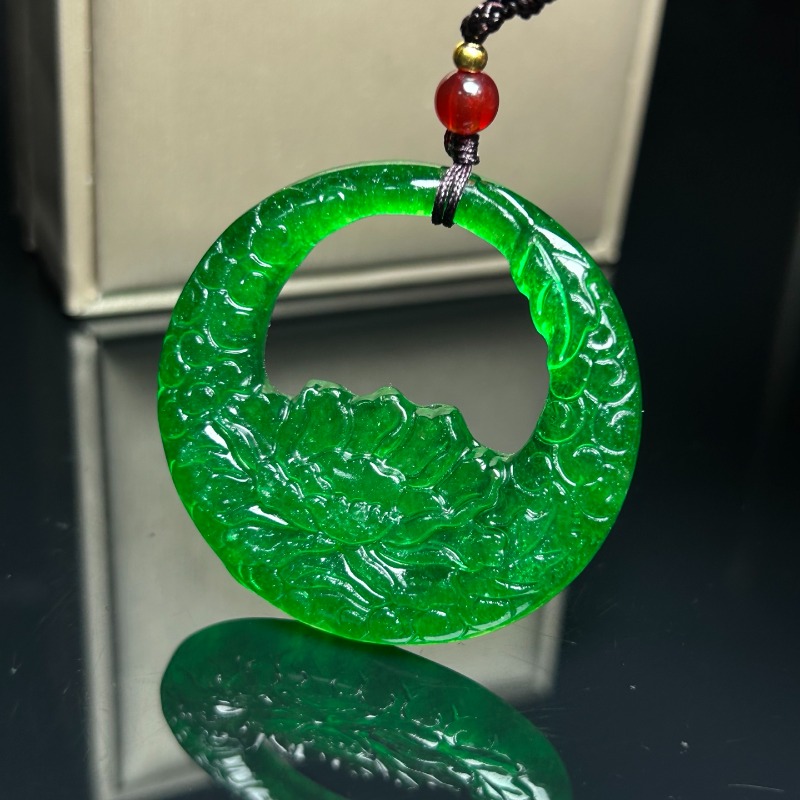 Ethnic Fashion Brand - Pendentif rond de style ethnique vert