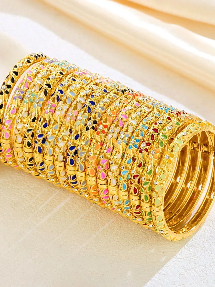 Ethnic Fashion Dubai - Bracelet manchette en émail coloré pour