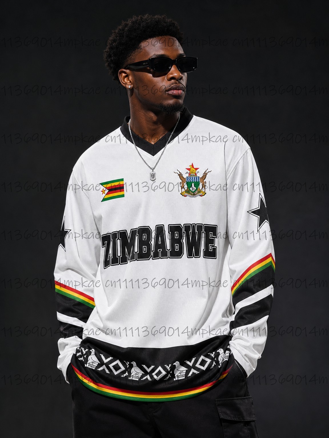 The Ethnic Fashion - T-shirt à manches longues col en