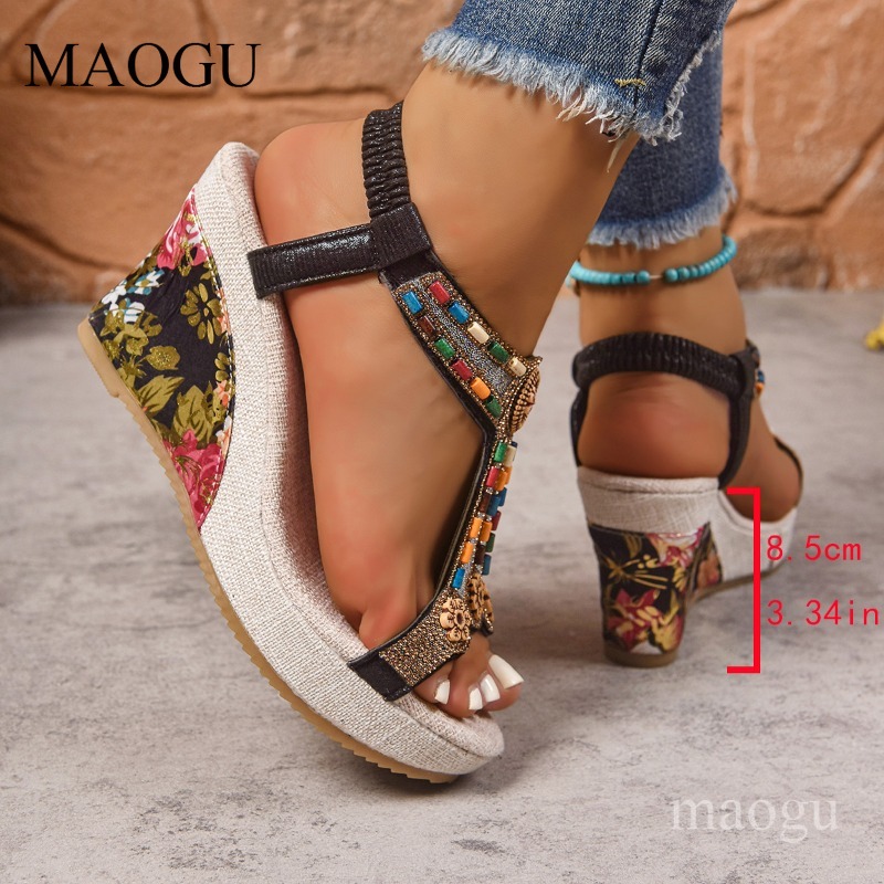 Sandales compensées bohèmes à  - The Ethnic Fashion avis et prix