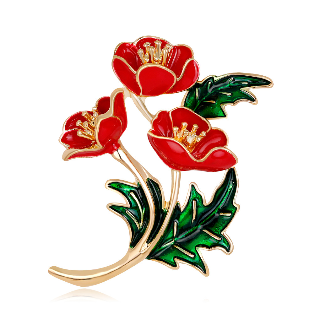 Broche fleur de coquelicot rou - Ethnic Fashion Uk avis et prix